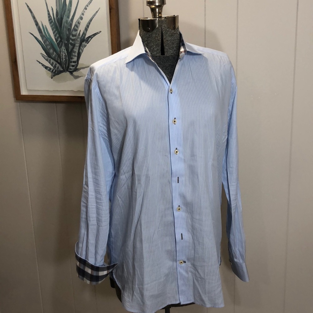 HammerMade Blue Pinstripe Button Up Shirt. Size M.